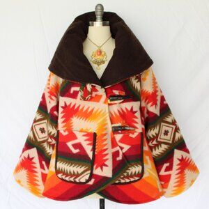 Pendleton vintage Wool blanket Native American Cloak poncho Aztec swing jacket